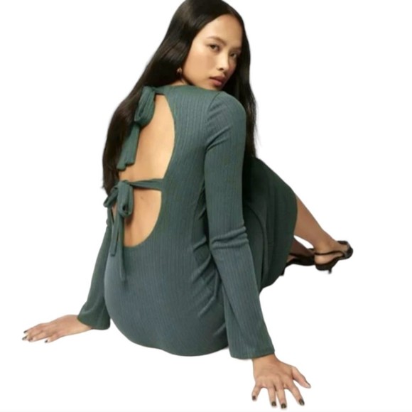 REFORMATION Benedict Long Sleeve Dress Juniper Green Women's Size M - Picture 8 of 15